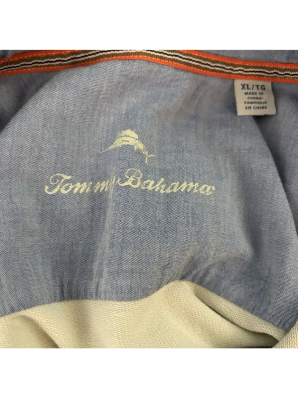 Tommy Bahama Mens 1/4 Zip Pullover Sweater Top Ivory Sz XL Preppy Casual Golf